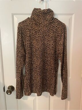 J. Crew Leopard Print Turtleneck Top - Brown & Black